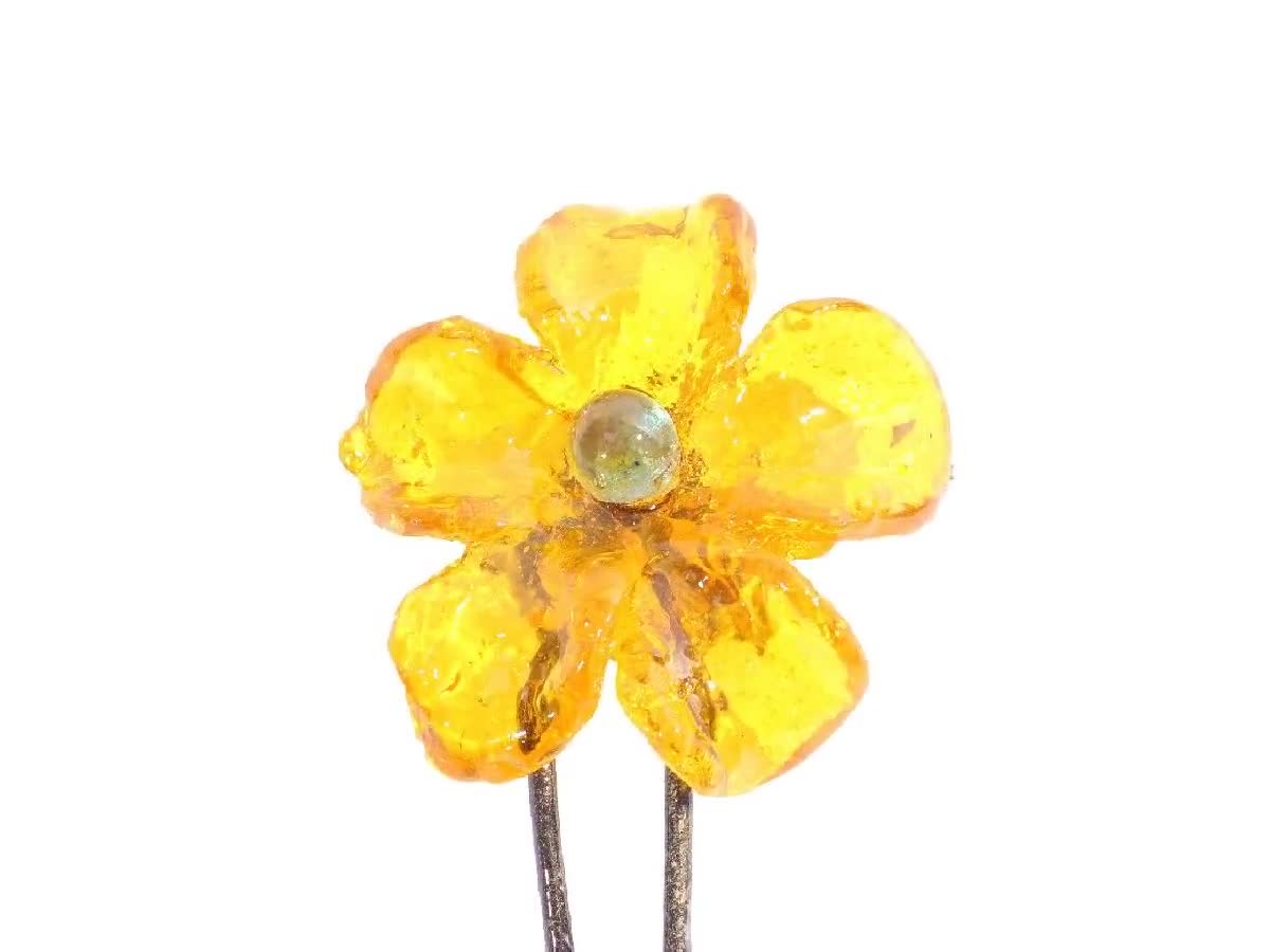 黄色の樹脂製の花が付いた壁掛けフック、装飾的な壁掛けハンガー